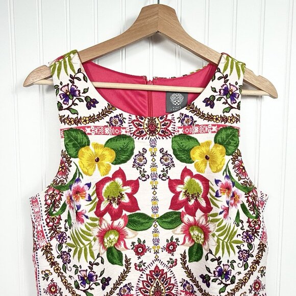 Vince Camuto Tropical Tapestry Sheath Dress Size 10 Sleeveless - Picture 2 of 7